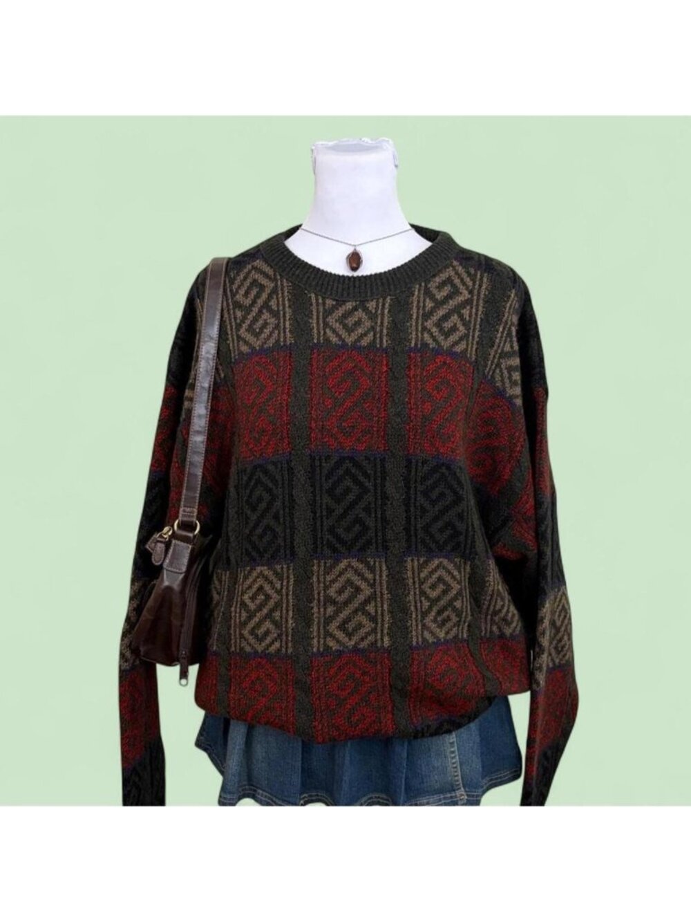 90s patchwork geometric skater sweater